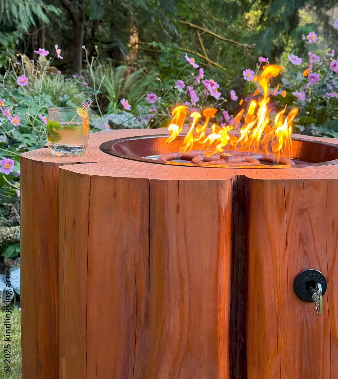 Custom Fire Table Made From Cedar Log