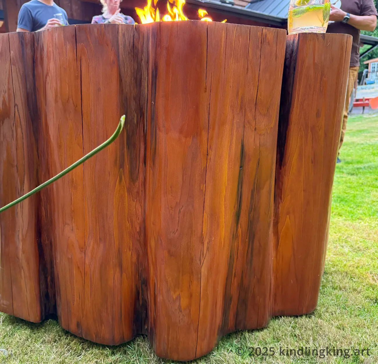 Custom Gas Firepit Made From Real Wood Log