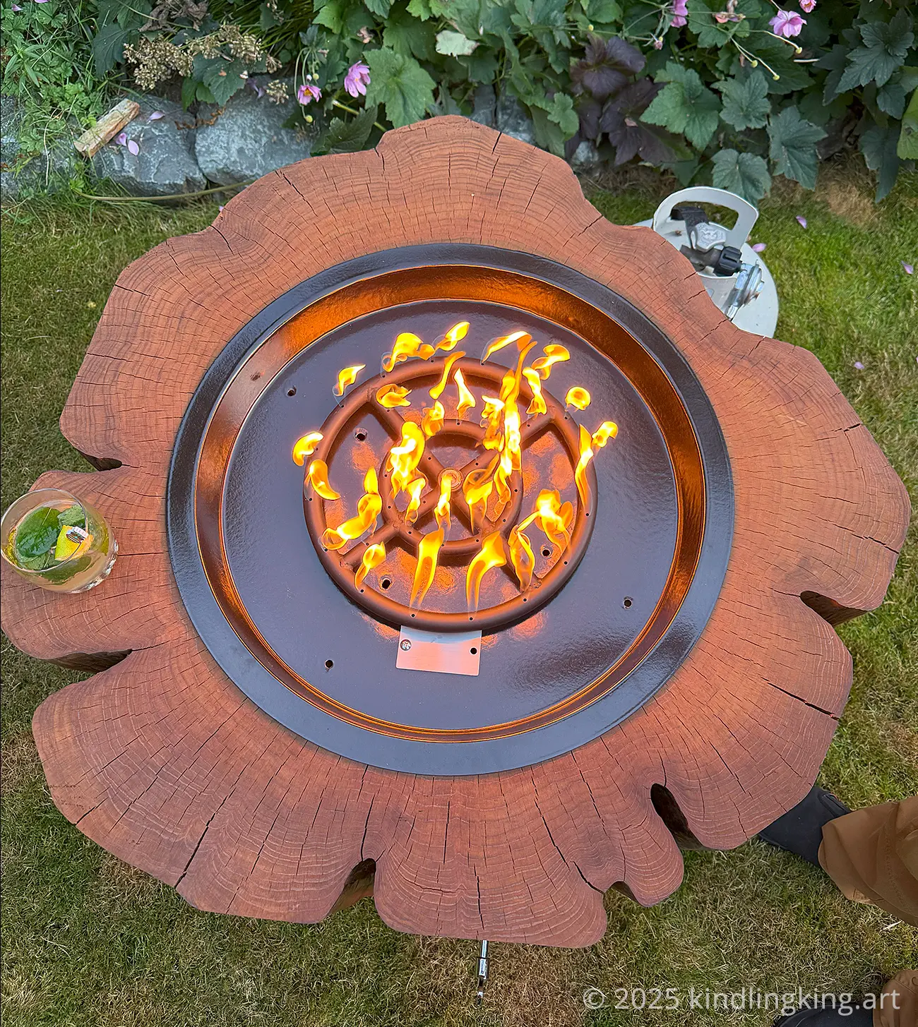 Fire Table Made From Full Wood Round