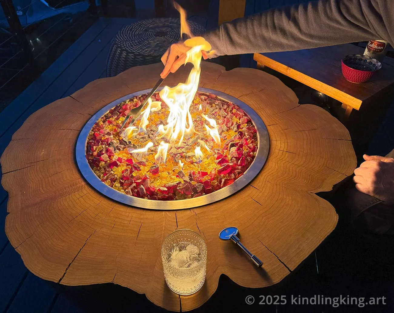 Gas Fire Pit For Decks Made From Real Wood