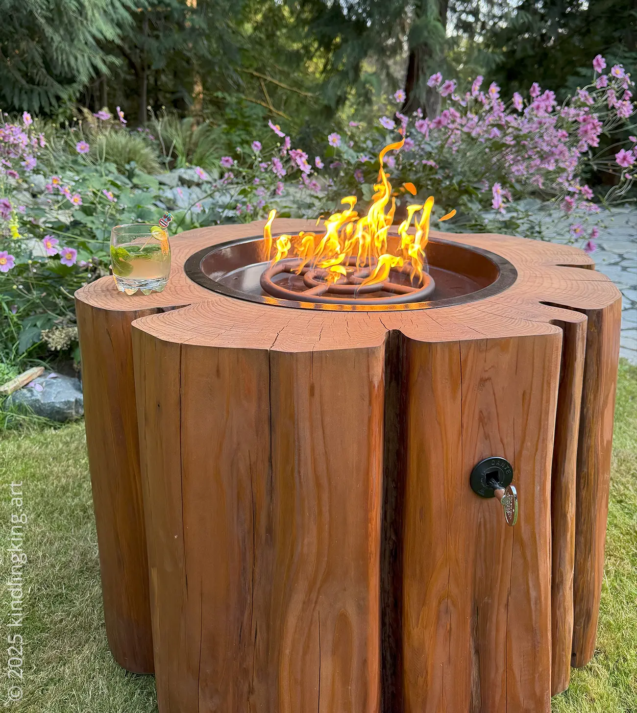 Handcrafted Custom Gas Fire Table Made From Wood