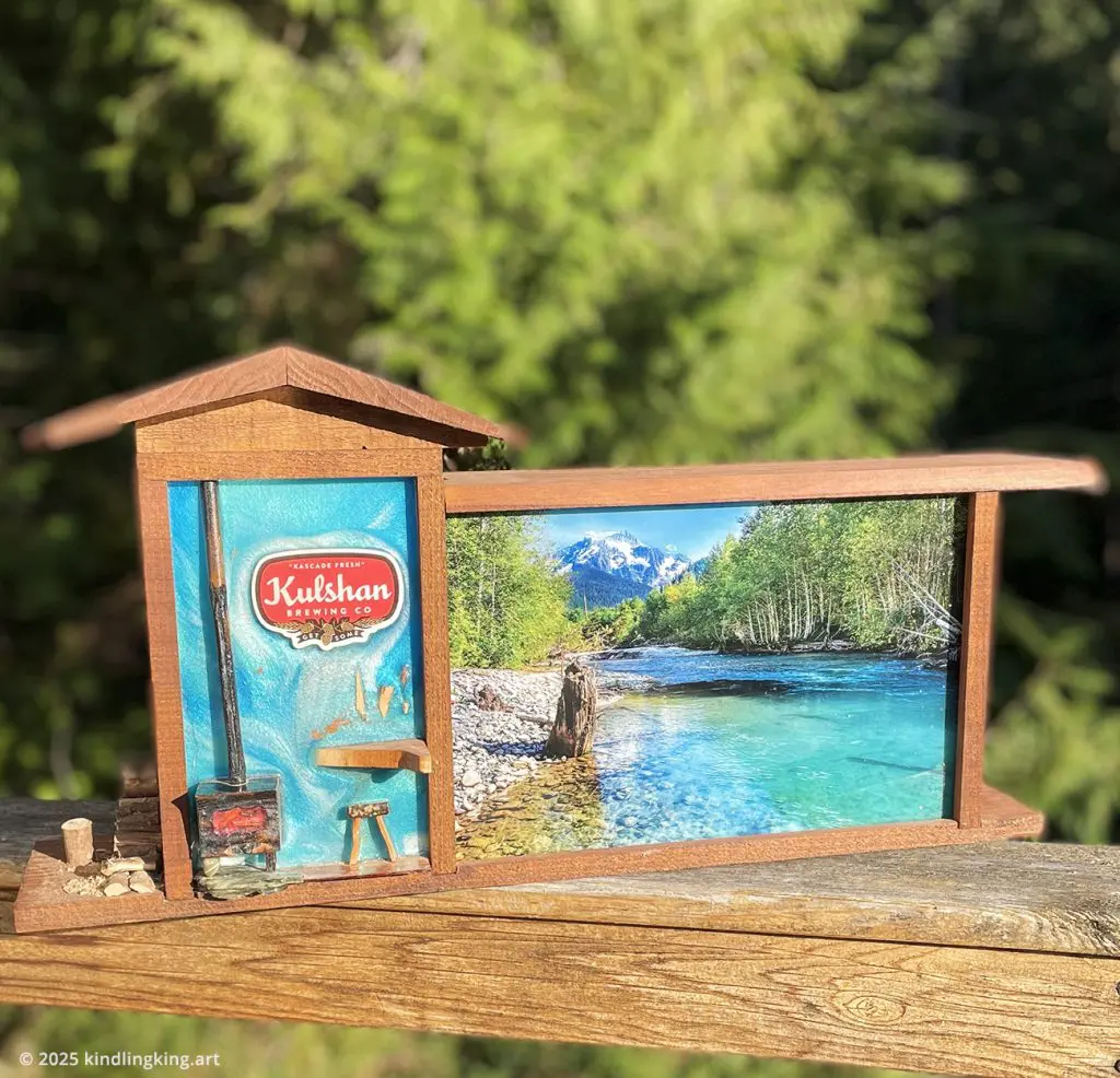 Lighted Beer Sign Wood And Resin Box