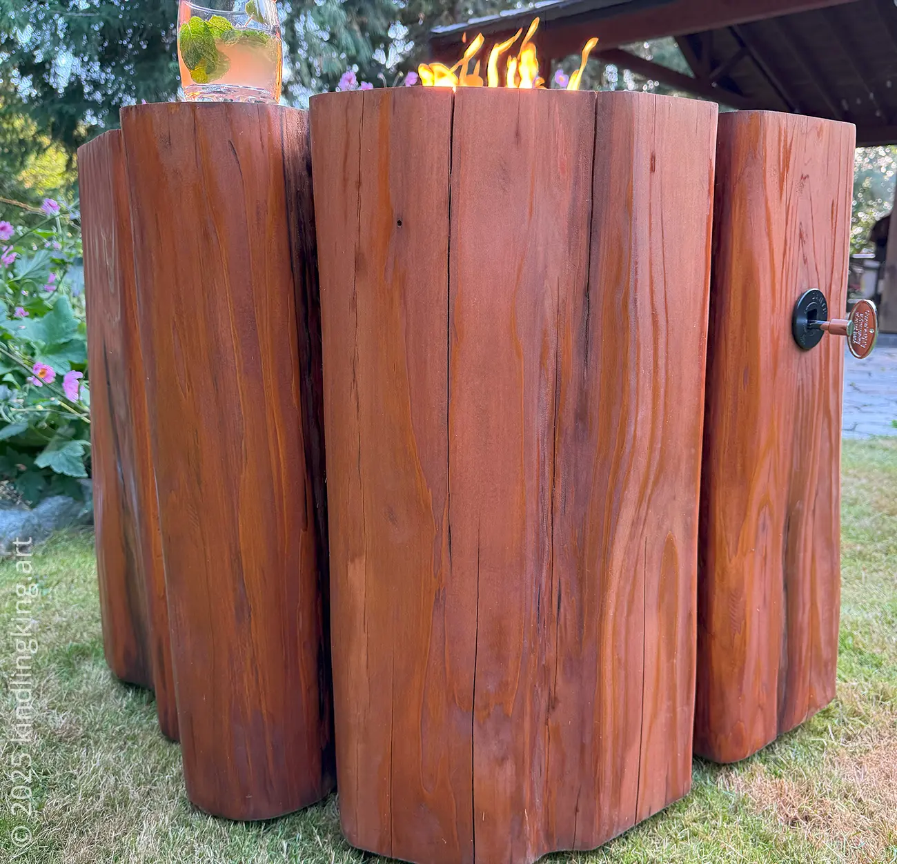 Real Wood Firepit With Gas Insert