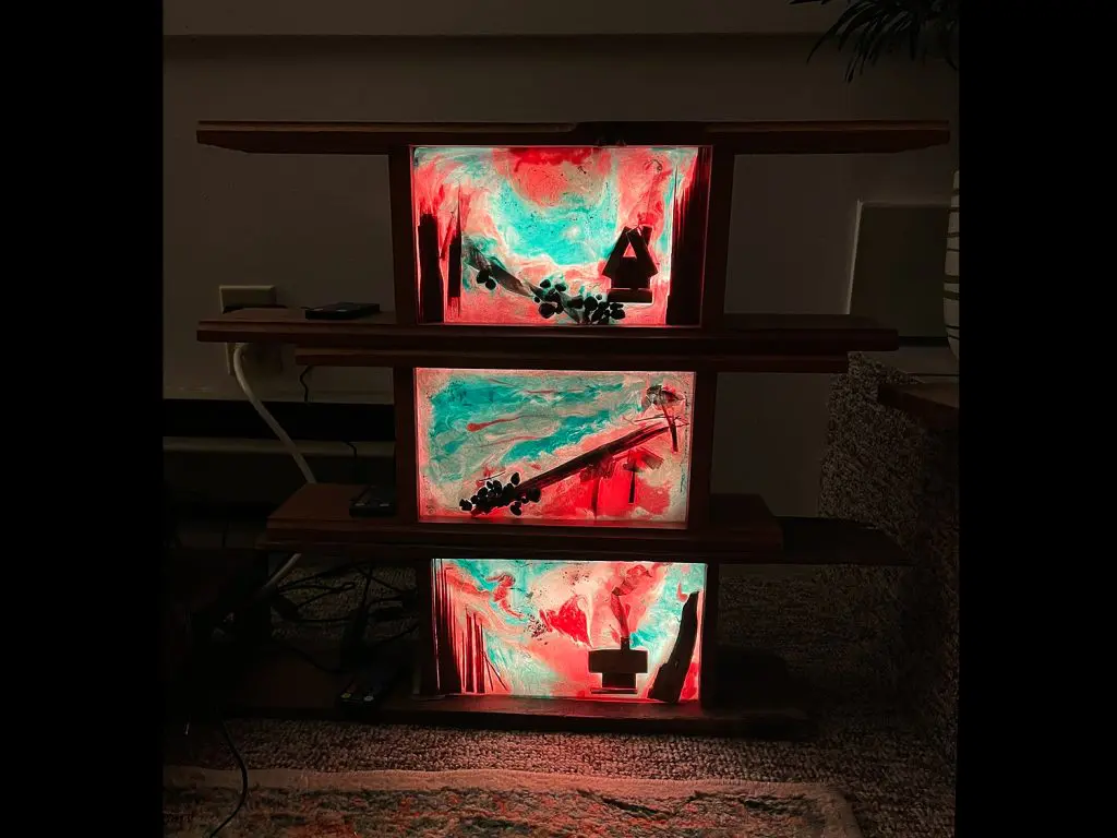 Wood Lightboxes With Resin And Led Lights