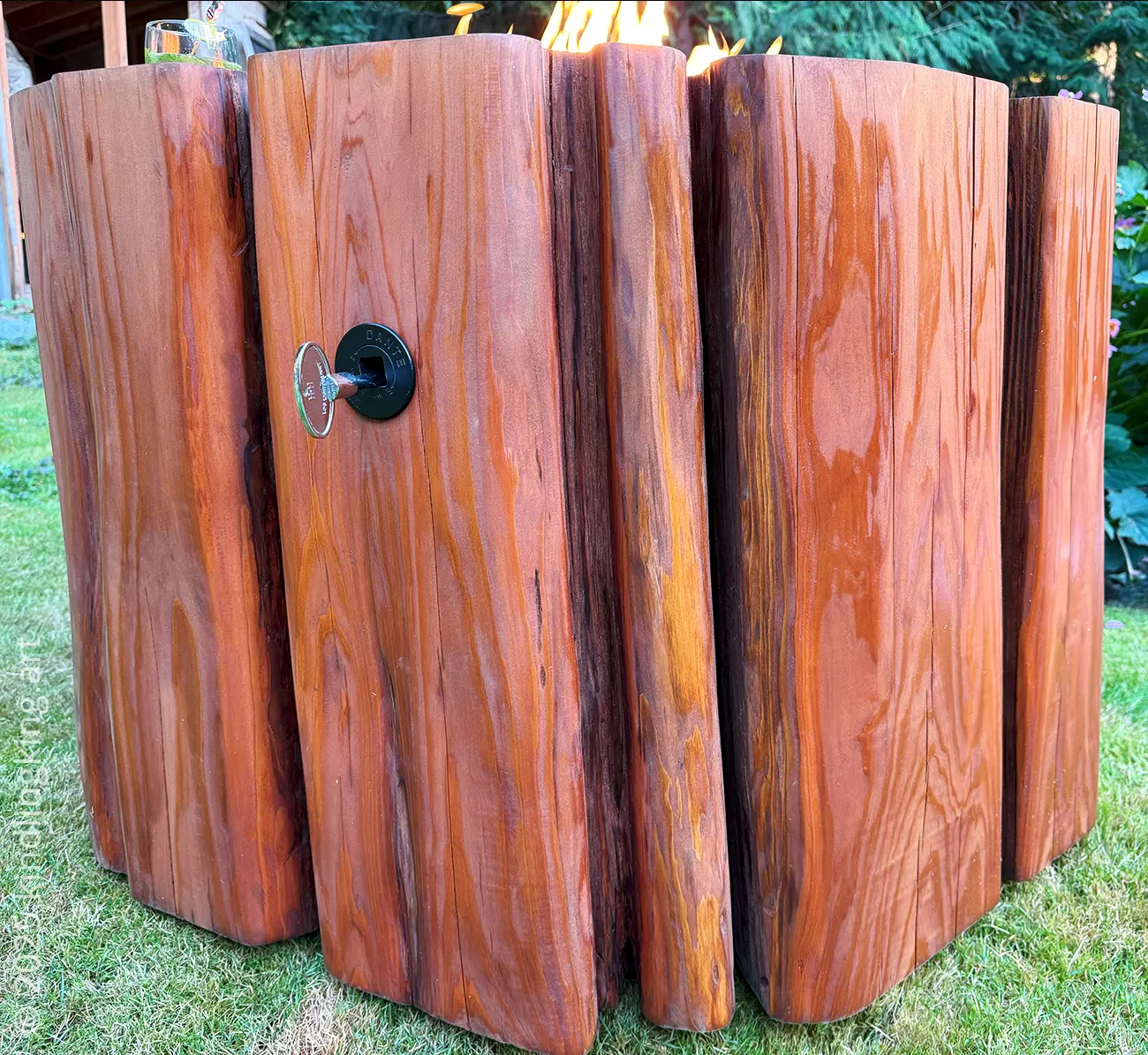 Wooden Gas Fire Pit Handmade