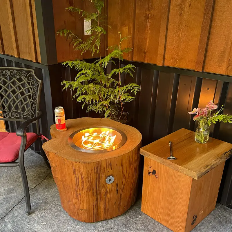 Custom All Wood Gas Fire Table Made From A Log