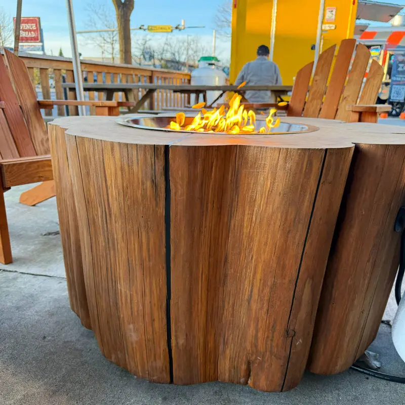 Custom Round Log Gas Fire Table Bellingham Wa