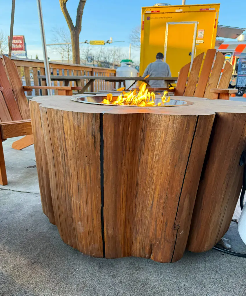 Custom Round Log Gas Fire Table Bellingham Wa