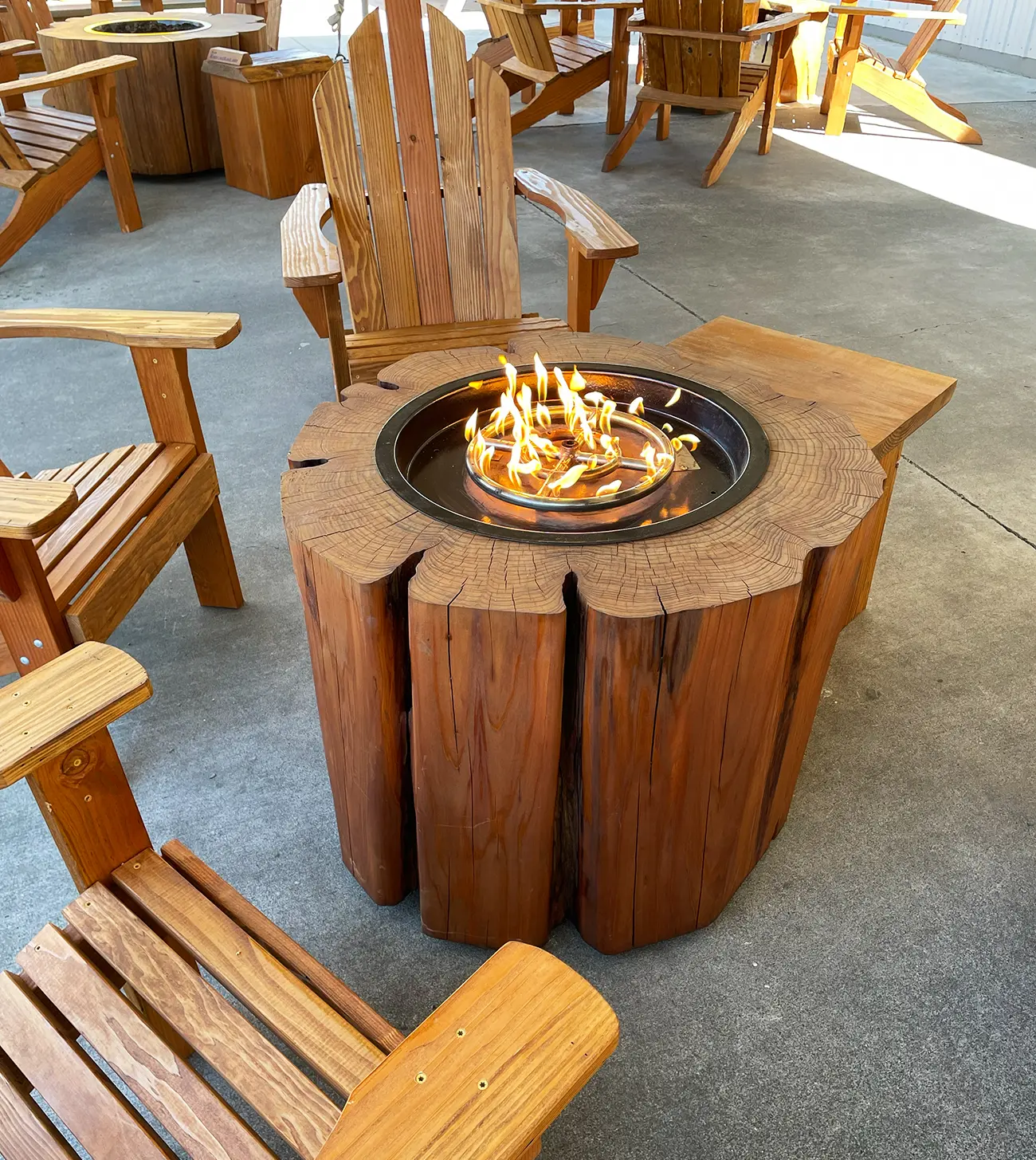 Outdoor Deck Real Wood Log Fire Table