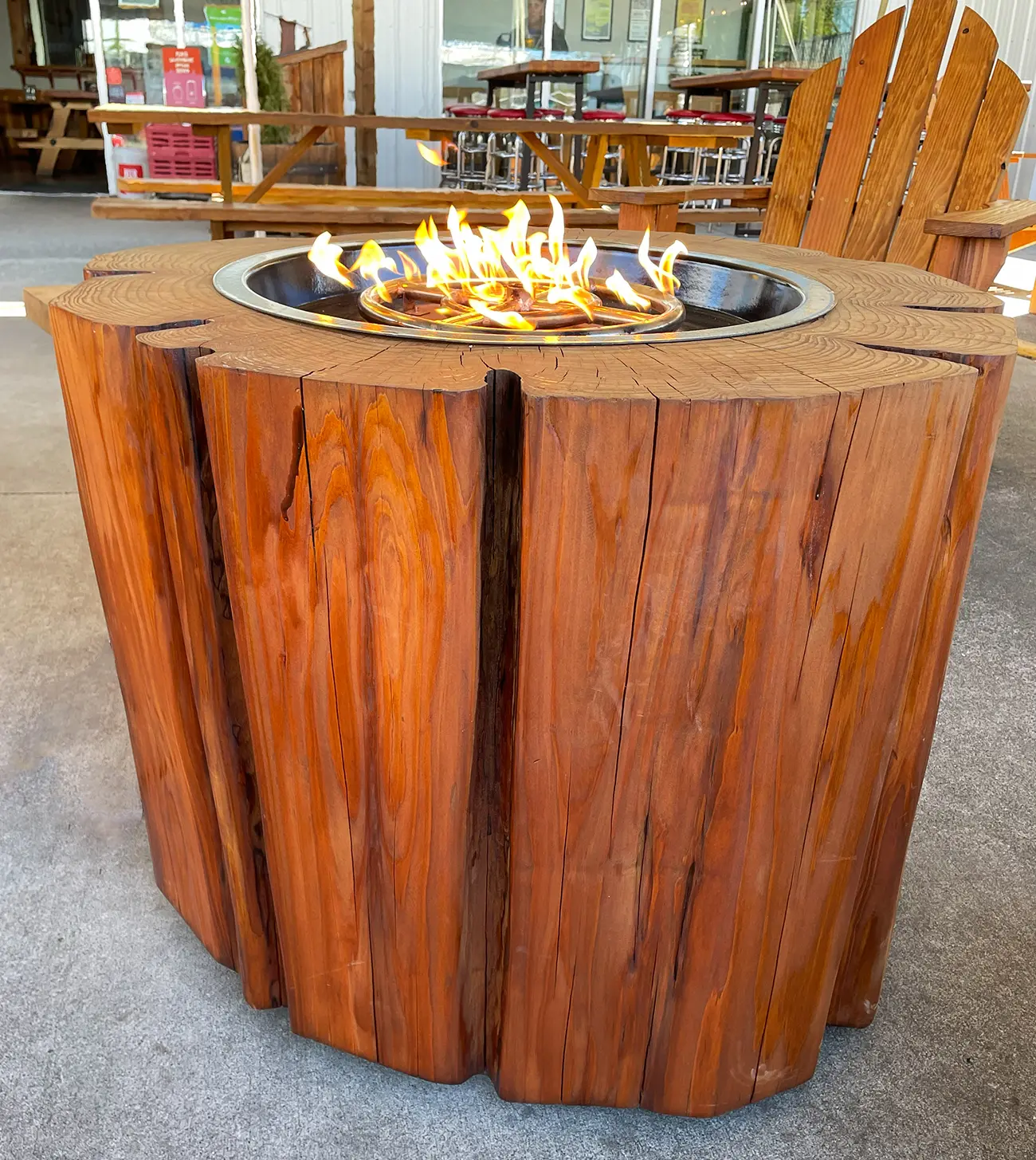 Real Log Gas Fire Pit Table